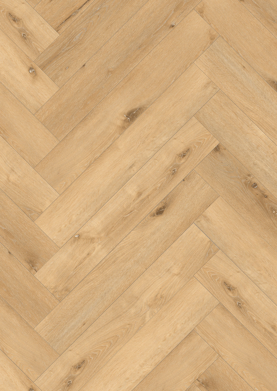 7.5mm Natural Oak SPC Hybrid Herringbone Flooring – 0.915m² per Box